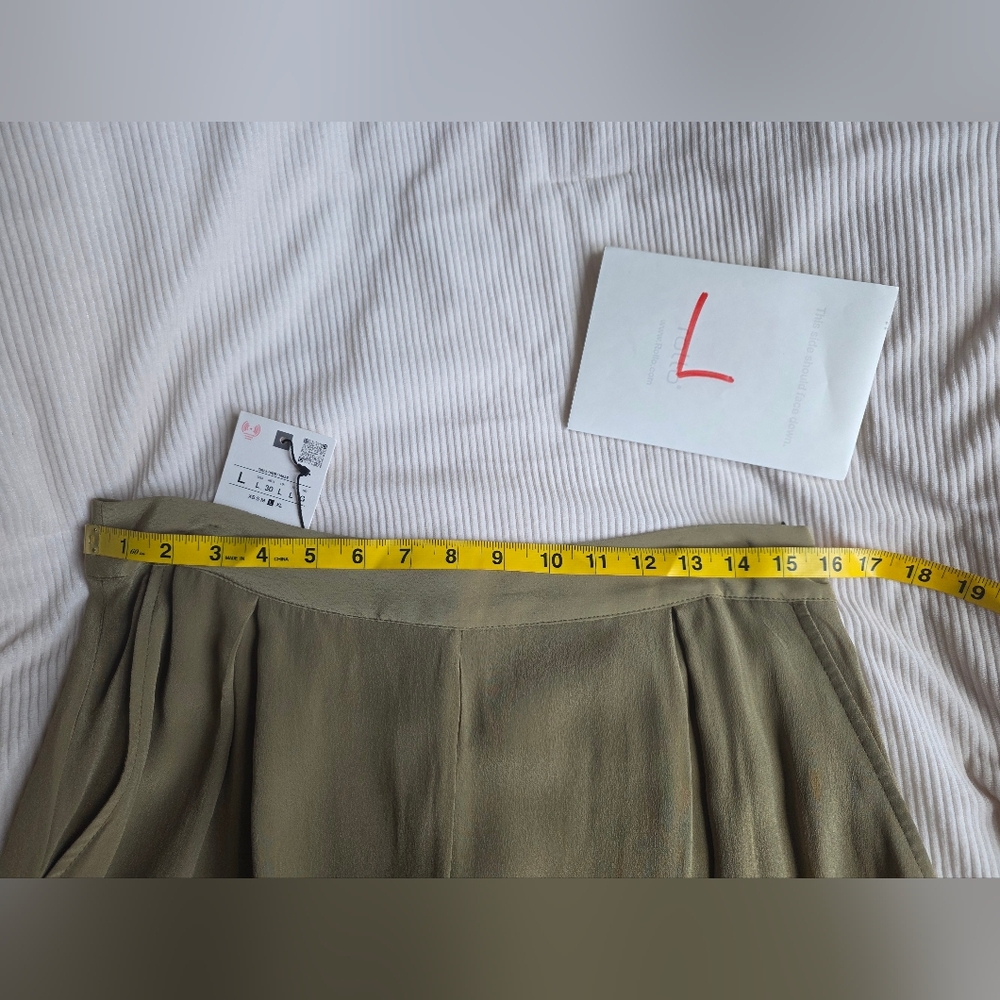 Zara Set Halter Top Tie Back Sz M+ cuffed balloon pants Sz L light khaki Nwt - Picture 5 of 14